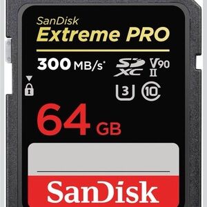SanDisk 64GB Extreme PRO SDXC UHS-II Memory Card - C10, U3, V90, 8K, 4K, Full